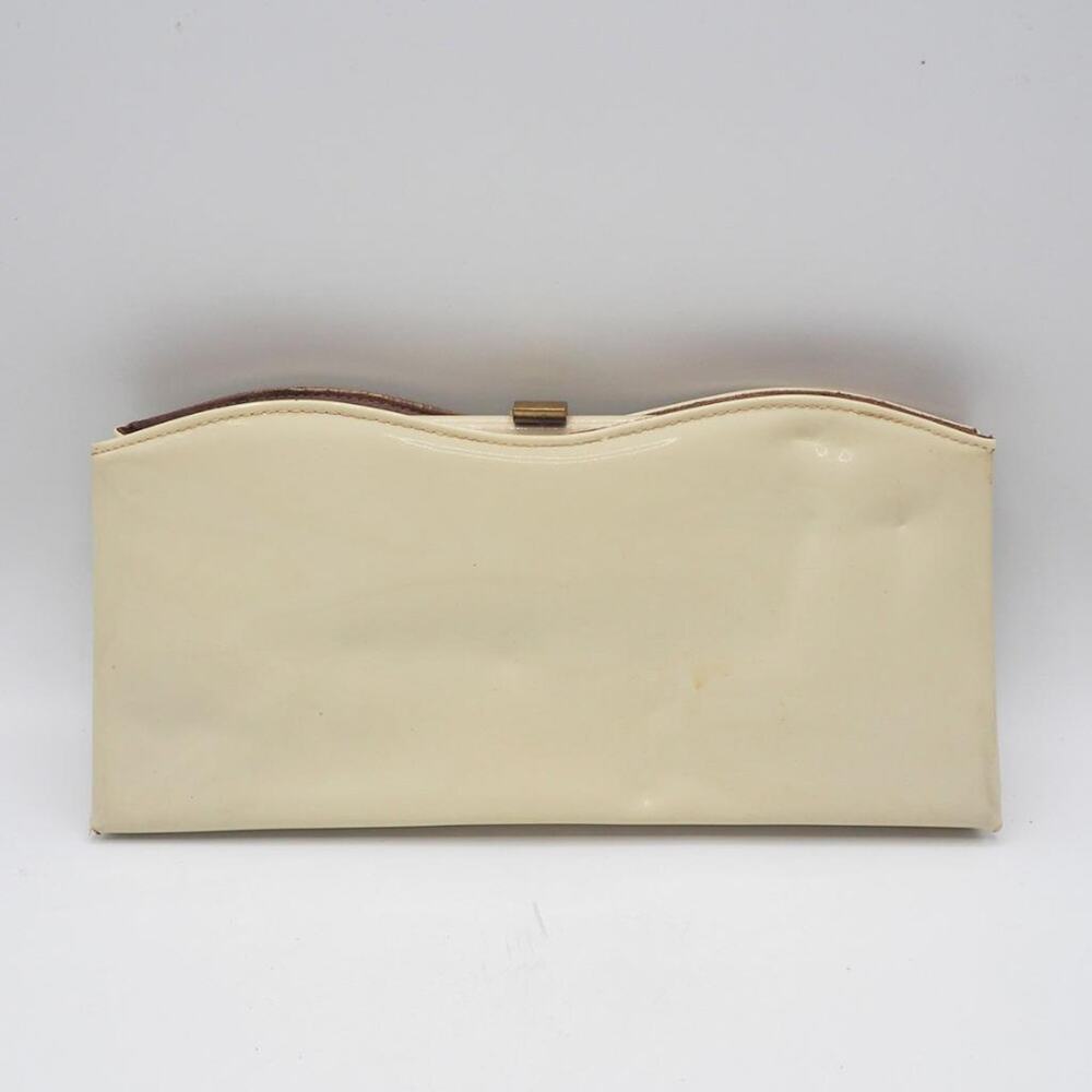 Ande Purse Clutch Evening Bag Vinyl Cream Colored